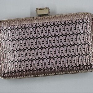 Metallic Pink/Gold Patterned Clutch Bag